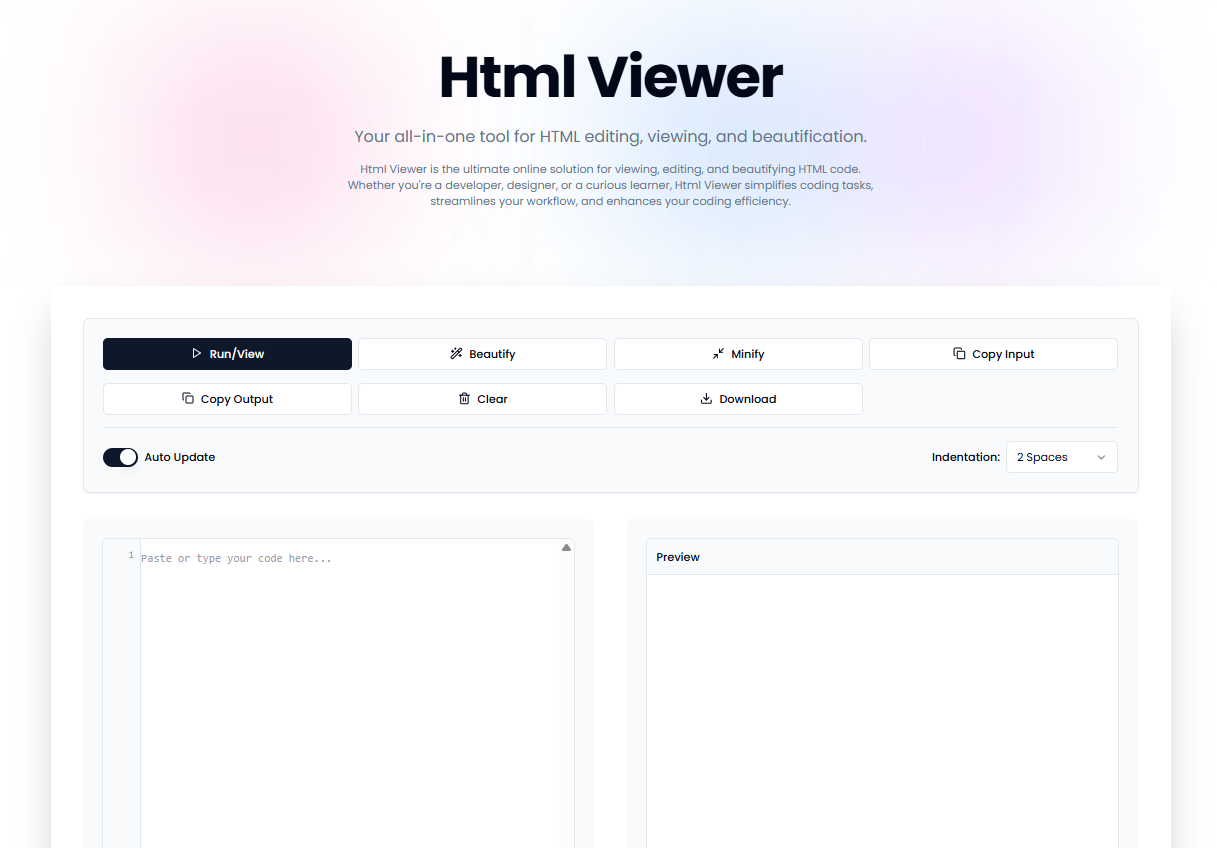 htmlviewer.cc オンラインHTMLビューアーインターフェースレイアウト