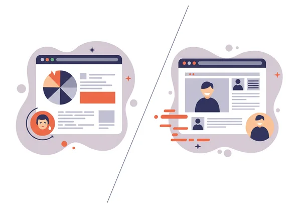 Fast vs. slow website performance comparison concept