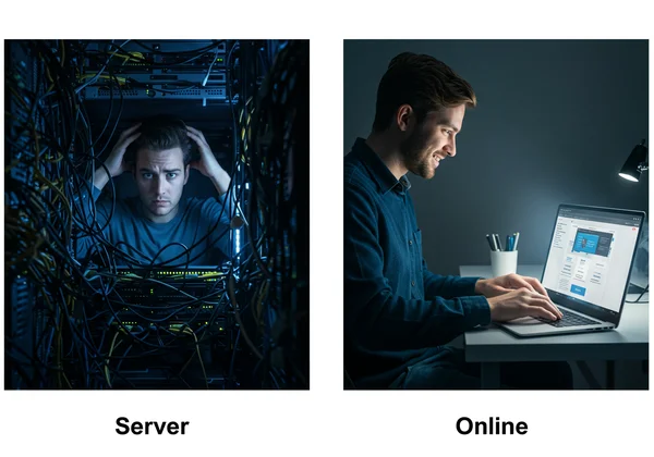 Developer frustrated with server setup vs. easy online solution