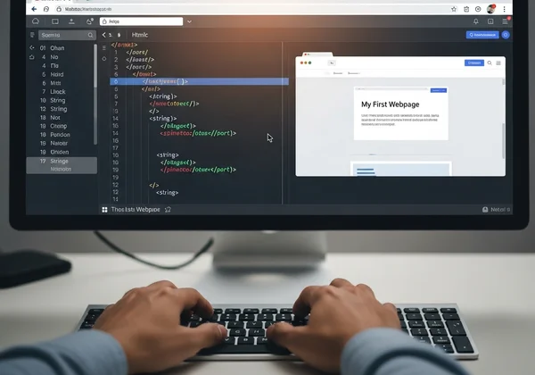 Пользователь кодирует в онлайн-редакторе HTML с живым предварительным просмотром