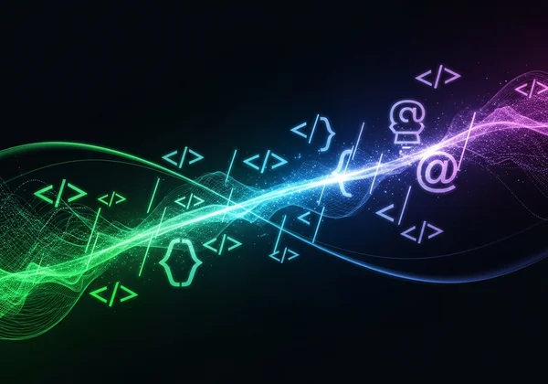 Abstract representation of HTML/CSS coding on a screen