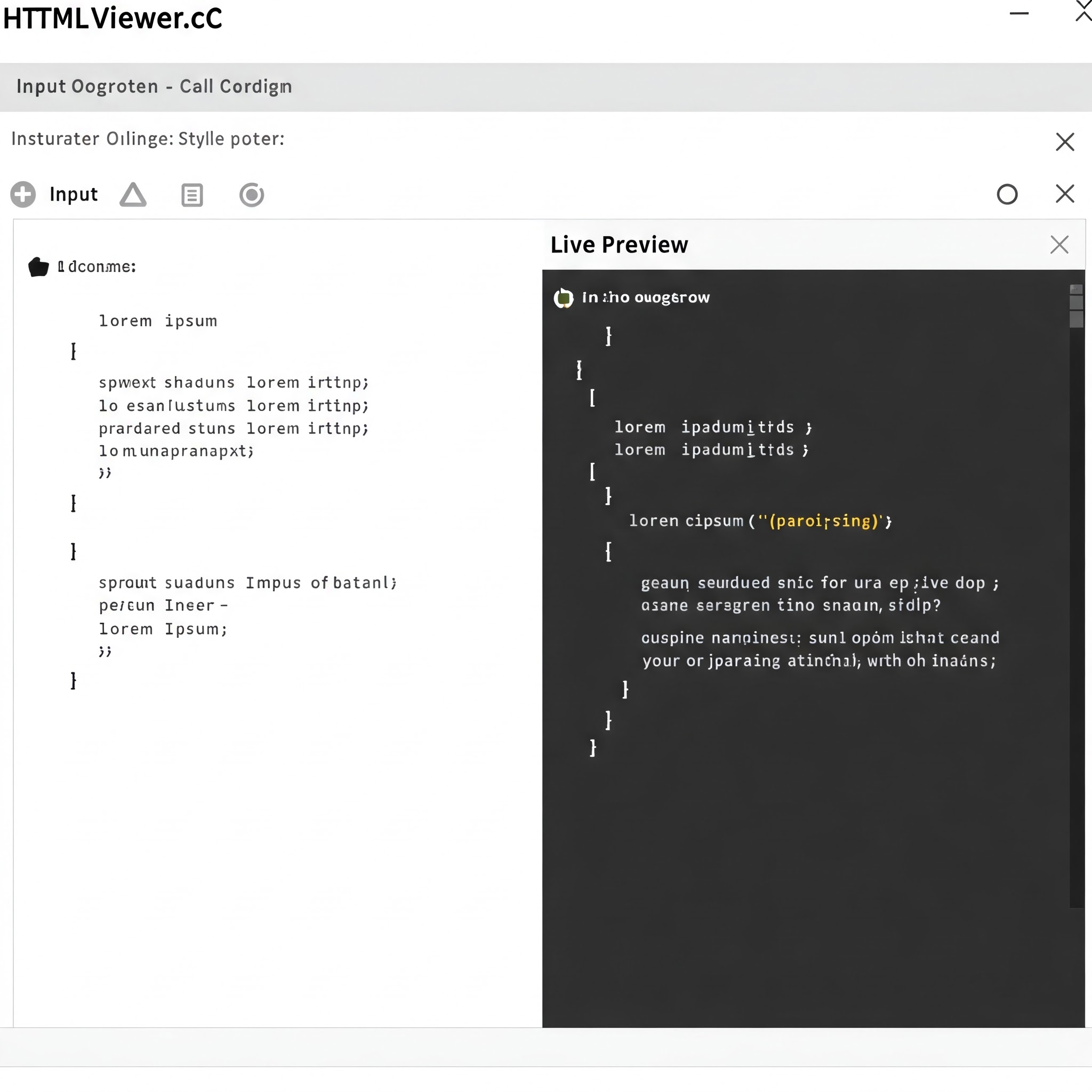 HTMLビューアーツールでのライブHTMLプレビューの例