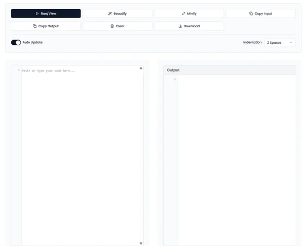 Online HTML viewer showing code and instant preview panes