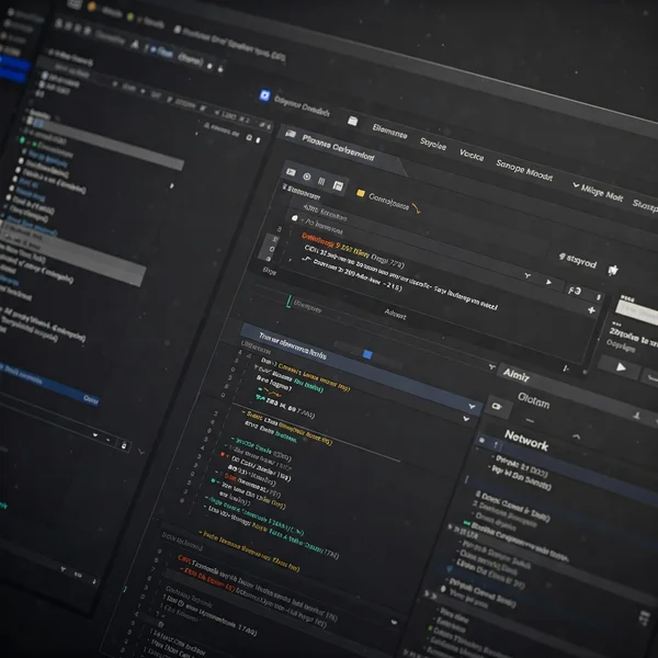 Komplexe Benutzeroberfläche von Chrome DevTools mit verschiedenen Panels