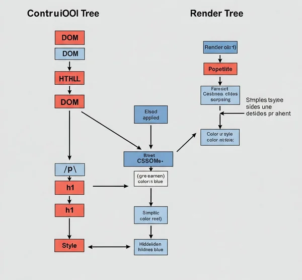Diagramm: HTML DOM und CSSOM kombinieren sich zu einem Renderbaum