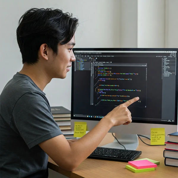 Schüler lernt HTML mit einem Online-Viewer zum Rendern
