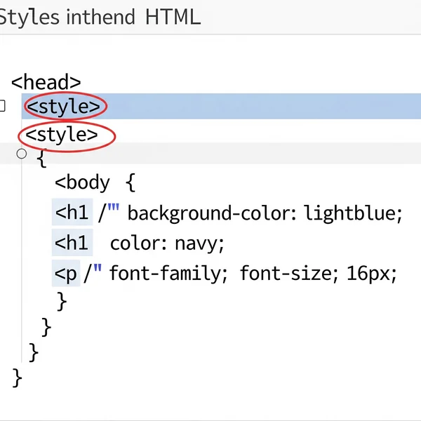 HTML code snippet showing internal CSS within style tags