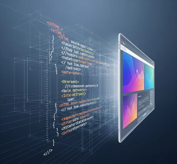 HTML source code as the blueprint of a rendered webpage
