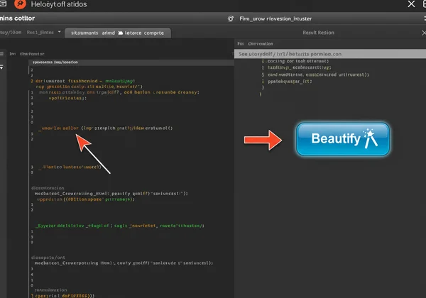 An HTML viewer's 'Beautify' button cleaning up code.