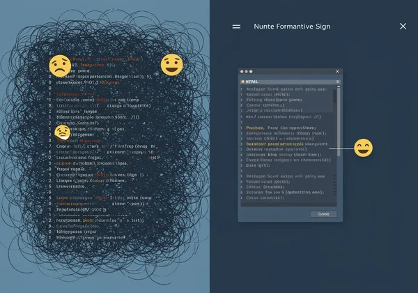 Messy HTML source code versus clean, formatted code.