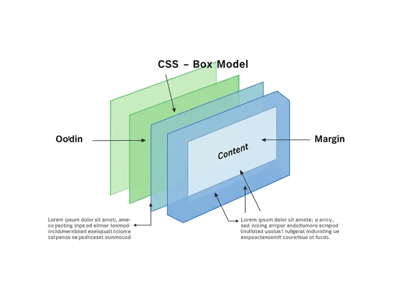 Diagram showing content, padding, border, and margin layers